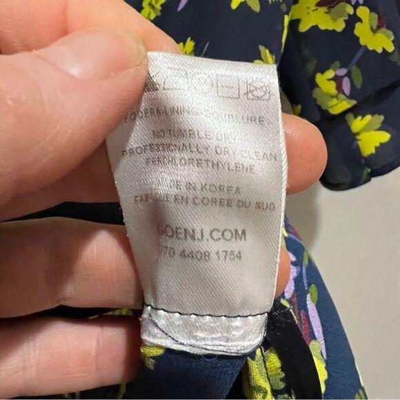 GOEN.J flower print ruffle sleeve floral silk top blouse size medium - Picture 11 of 12